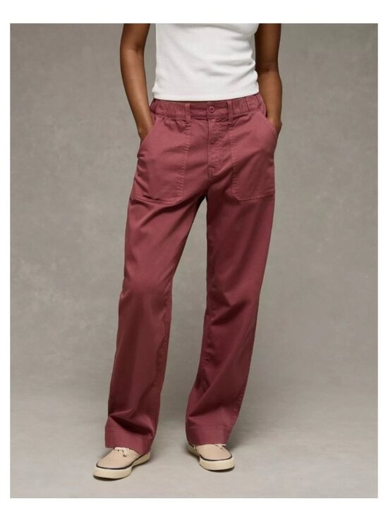 American Eagle Outfitters Pants - American Eagle Stretch Ex-Boyfriend Pant Mauve Low Rise Baggy Relaxed Fit Large